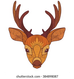 Ethnic deer head in zentangle style