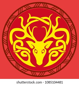 Ethnic deer vector logo
