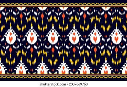 ethnic design abstract background. Seamless pattern in tribal, folk embroidery, Ikat art design. Aztec geometric art ornament print.Design for carpet, wallpaper, clothing, wrapping, fabric, cover