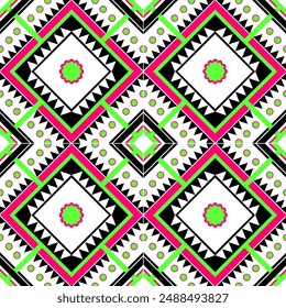 ethnic design abstract background. Seamless pattern in tribal, folk embroidery, Ikat art design. Aztec geometric art ornament print. Design for carpet, wallpaper, clothing, wrapping, fabric, cover