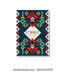 Ethnic design abstrat, colorful ethno tribal geometric ornament, trendy pattern element for business card, logo, invitation, flyer, poster, banner vector Illustration