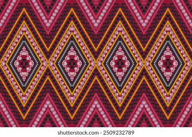 Diseño étnico de fondo abstracto Tela Patrón de bordado hecho a mano diseño étnico, tela tribal americana abstracta, fondo moderno para alfombras, fundas de almohadas, camisas, pantalones y más.