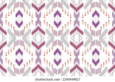 Dibujo de diseño étnico ikat vector patrón boho con geométrico en colores brillantes. Diseño de alfombras, papel pintado, ropa, envoltura, batik, tela, ilustración vectorial estilo bordado en temas étnicos.