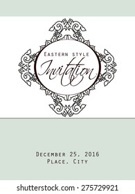 Ethnic design element. Card design template. Can be used for invitation, menu, ottoman, card design, for pillow design, banners, signs and others.