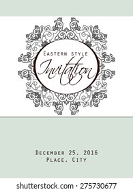Ethnic design element. Card design template. Can be used for invitation, menu, ottoman, card design, for pillow design, banners, signs and others.