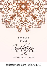 Ethnic design element. Card design template. Can be used for invitation, menu, ottoman, card design, for pillow design, banners, signs and others.