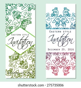 Ethnic design element. Card design template. Can be used for invitation, menu, ottoman, card design, for pillow design, banners, signs and others.
