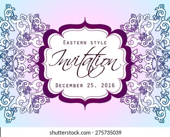 Ethnic design element. Card design template. Can be used for invitation, menu, ottoman, card design, for pillow design, banners, signs and others.