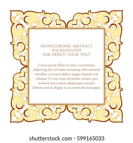 Ethnic design element. Card design template. Can be used for invitation, menu, ottoman, card design, for pillow design, banners, signs and others.