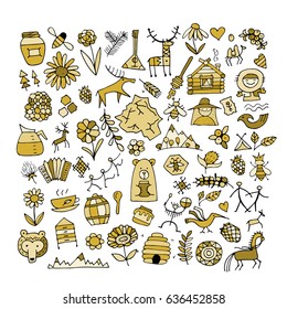 Ethnic design elements sketch. Vector illustration