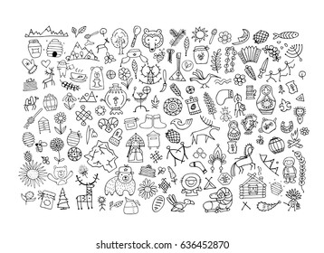 Ethnic design elements sketch. Vector illustration