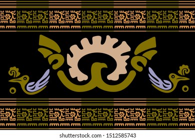 Ethnic Design. Ikat Pattern. Chevron Brush Texture. Boho Print. Geometric Hand Drawn Textile Ornate. Abstract Native Tie Dye Background.