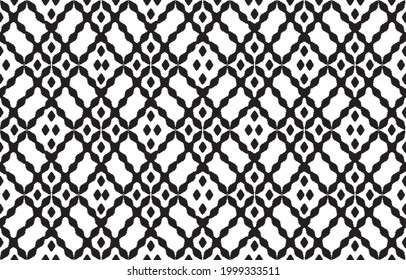 Ethnic design Ikat pattern. Seamless black white pattern in tribal, folk embroidery. Aztec geometric art ornament print. Design for carpet, wallpaper, clothing, wrapping, fabric, cover.  background