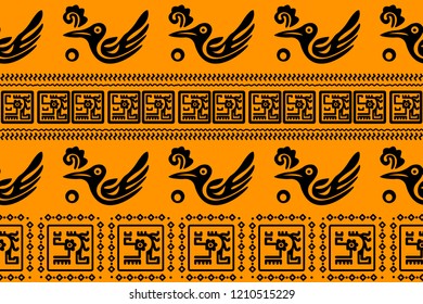 Ethnic Design. Ikat Seamless Pattern. Chevron Brush Texture. Boho Water Print. Geometric Hand Drawn Textile Ornate. Abstract Watercolor Native Tie Dye Background.