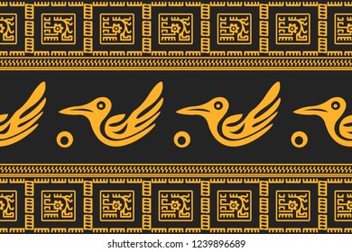 Ethnic Design. Ikat Seamless Pattern. Chevron Brush Texture. Boho Water Print. Geometric Hand Drawn Textile Ornate. Abstract Watercolor Native Tie Dye Background.