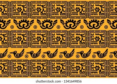 Ethnic Design. Ikat Seamless Pattern. Chevron Brush Texture. Boho Print. Geometric Hand Drawn Textile Ornate. Abstract Native Tie Dye Background.