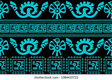 Ethnic Design. Ikat Seamless Pattern. Chevron Brush Texture. Boho Print. Geometric Hand Drawn Textile Ornate. Abstract Native Tie Dye Background.