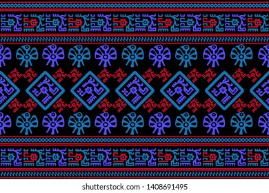 Ethnic Design. Ikat Seamless Pattern. Chevron Brush Texture. Boho Print. Geometric Hand Drawn Textile Ornate. Abstract Native Tie Dye Background.