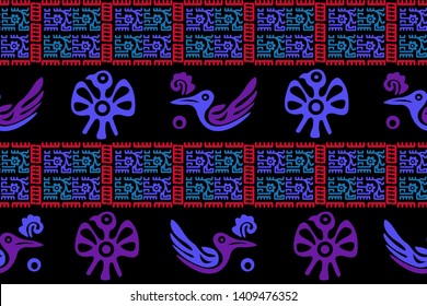 Ethnic Design. Ikat Seamless Pattern. Boho Print. Geometric Hand Drawn Textile Ornate. Abstract Native Tie Dye Background.