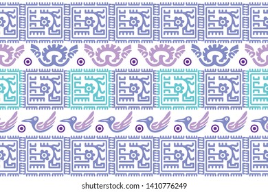 Ethnic Design. Ikat Seamless Pattern. Chevron Brush Texture. Boho Print. Geometric Hand Drawn Textile Ornate. Abstract Native Tie Dye Background.
