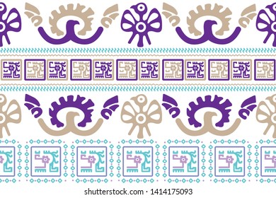 Ethnic Design. Ikat Seamless Pattern. Chevron Brush Texture. Boho Print. Geometric Hand Drawn Textile Ornate. Abstract Native Tie Dye Background.