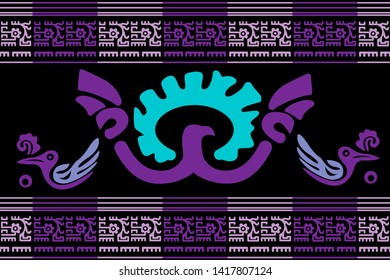 Ethnic Design. Ikat Seamless Pattern. Chevron Brush Texture. Boho Print. Geometric Hand Drawn Textile Ornate. Abstract Native Tie Dye Background.