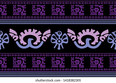 Ethnic Design. Ikat Seamless Pattern. Chevron Brush Texture. Boho Print. Geometric Hand Drawn Textile Ornate. Abstract Native Tie Dye Background.