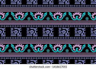 Ethnic Design. Ikat Seamless Pattern. Chevron Brush Texture. Boho Print. Geometric Hand Drawn Textile Ornate. Abstract Native Tie Dye Background.