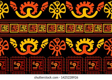 Ethnic Design. Ikat Seamless Pattern. Chevron Brush Texture. Boho Print. Geometric Hand Drawn Textile Ornate. Abstract Native Tie Dye Background.