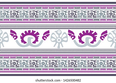 Ethnic Design. Ikat Seamless Pattern. Chevron Brush Texture. Boho Print. Geometric Hand Drawn Textile Ornate. Abstract Native Tie Dye Background.