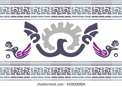 Ethnic Design. Ikat Seamless Pattern. Chevron Brush Texture. Boho Print. Geometric Hand Drawn Textile Ornate. Abstract Native Tie Dye Background.