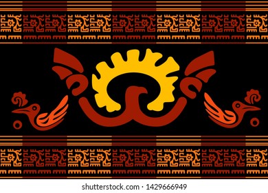 Ethnic Design. Ikat Seamless Pattern. Chevron Brush Texture. Boho Print. Geometric Hand Drawn Textile Ornate. Abstract Native Tie Dye Background.