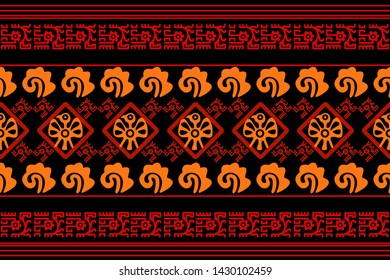 Ethnic Design. Ikat Seamless Pattern. Chevron Brush Texture. Boho Print. Geometric Hand Drawn Textile Ornate. Abstract Native Tie Dye Background.