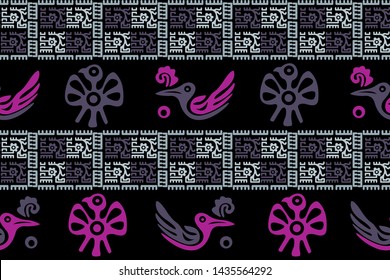 Ethnic Design. Ikat Seamless Pattern. Chevron Brush Texture. Boho Print. Geometric Hand Drawn Textile Ornate. Abstract Native Tie Dye Background.