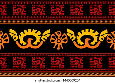Ethnic Design. Ikat Seamless Pattern. Chevron Brush Texture. Boho Print. Geometric Hand Drawn Textile Ornate. Abstract Native Tie Dye Background.