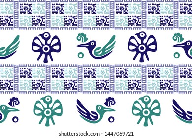 Ethnic Design. Ikat Seamless Pattern. Chevron Brush Texture. Boho Print. Geometric Hand Drawn Textile Ornate. Abstract Native Tie Dye Background.