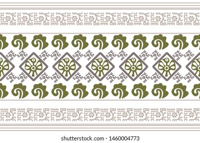 Ethnic Design. Ikat Seamless Pattern. Chevron Brush Texture. Boho Print. Geometric Hand Drawn Textile Ornate. Abstract Native Tie Dye Background.