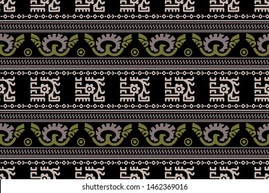 Ethnic Design. Ikat Seamless Pattern. Chevron Brush Texture. Boho Print. Geometric Hand Drawn Textile Ornate. Abstract Native Tie Dye Background.
