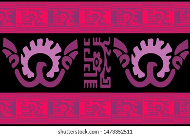 Ethnic Design. Ikat Seamless Pattern. Chevron Brush Texture. Boho Print. Geometric Hand Drawn Textile Ornate. Abstract Native Tie Dye Background.