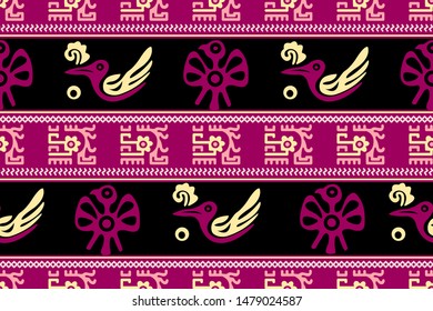 Ethnic Design. Ikat Seamless Pattern. Chevron Brush Texture. Boho Print. Geometric Hand Drawn Textile Ornate. Abstract Native Tie Dye Background.