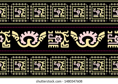 Ethnic Design. Ikat Seamless Pattern. Chevron Brush Texture. Boho Print. Geometric Hand Drawn Textile Ornate. Abstract Native Tie Dye Background.