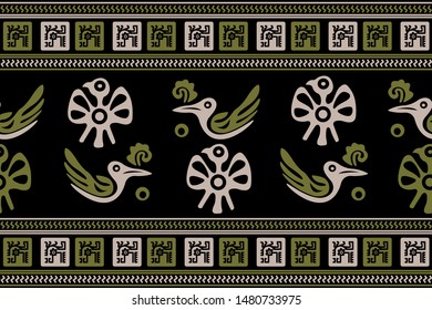 Ethnic Design. Ikat Seamless Pattern. Chevron Brush Texture. Boho Print. Geometric Hand Drawn Textile Ornate. Abstract Native Tie Dye Background.