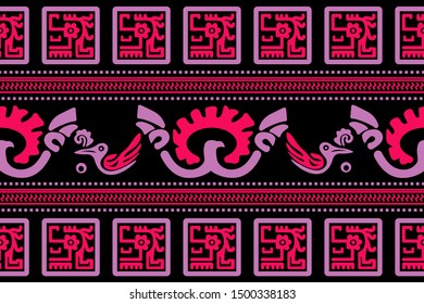 Ethnic Design. Ikat Seamless Pattern. Chevron Brush Texture. Boho Print. Geometric Hand Drawn Textile Ornate. Abstract Native Tie Dye Background.