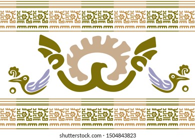 Ethnic Design. Ikat Seamless Pattern. Chevron Brush Texture. Boho Print. Geometric Hand Drawn Textile Ornate. Abstract Native Tie Dye Background.