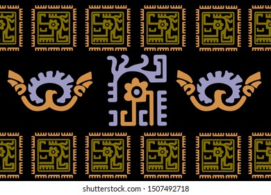 Ethnic Design. Ikat Seamless Pattern. Chevron Brush Texture. Abstract Native Tie Dye Background.
