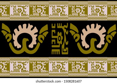 Ethnic Design. Ikat Seamless Pattern. Chevron Brush Texture. Boho Print. Geometric Hand Drawn Textile Ornate. Abstract Native Tie Dye Background.