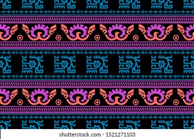 Ethnic Design. Ikat Seamless Pattern. Chevron Brush Texture. Boho Water Print. Geometric Hand Drawn Textile Ornate. Abstract Watercolor Native Tie Dye Background.