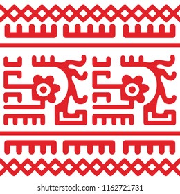 Ethnic Design. Ikat Seamless Pattern.Mexican motives. Geometric Hand Drawn Textile Ornate. Abstract Watercolor Native Tie Dye Background.  