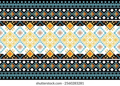 Ethnic design pattern, Geometric seamless, Aztec embroidery border seamless patterns.ethnic design, pattern illustration ,wallpaper Background, fabric pattern Cross Stitch, curtain, carpet ,geometry 