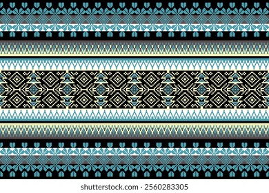 Ethnic design pattern, Geometric seamless, Aztec embroidery border seamless patterns.ethnic design, pattern illustration ,wallpaper Background, fabric pattern Cross Stitch, curtain, carpet ,geometry 